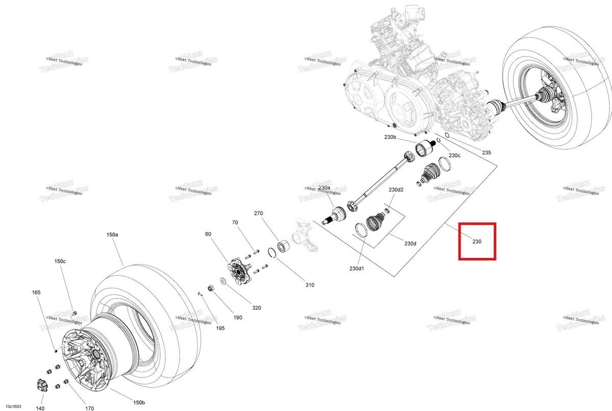 Деталь 705502406 на схеме узла 2016 Can-Am TRAXTER HD8 Drive System, Rear