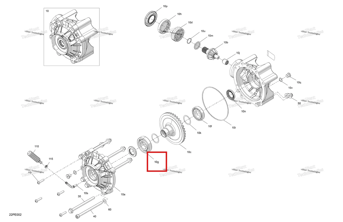 Деталь 705502738 на схеме узла 2025 Can-Am OUT-MAX - 6X6 - DPS - 650 EFI - 5YSA - Tundra Green Drive - Final Drive Unit
