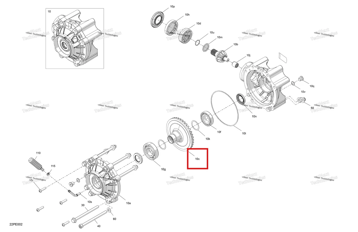 Деталь 705502822 на схеме узла 2025 Can-Am OUT-MAX - 6X6 - DPS - 650 EFI - 5YSA - Tundra Green Drive - Final Drive Unit