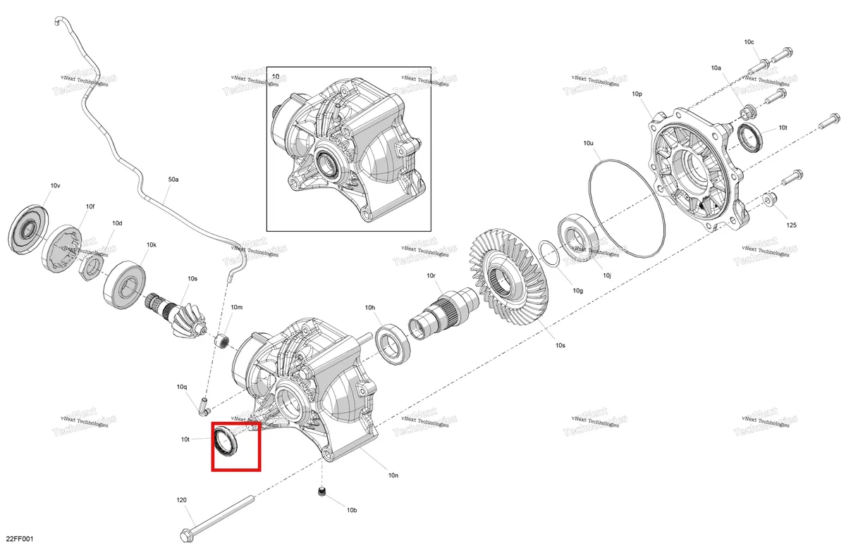 Деталь 705503362 (Круглый Slotted гайка Can-Am Outlander 4x4 DPS 700 (2025) (705503362)) на схеме узла 2026 Can-Am OUTLANDER - 2X4 - STD - 500 - 1KTB - Legion Red Drive - Final Drive Unit