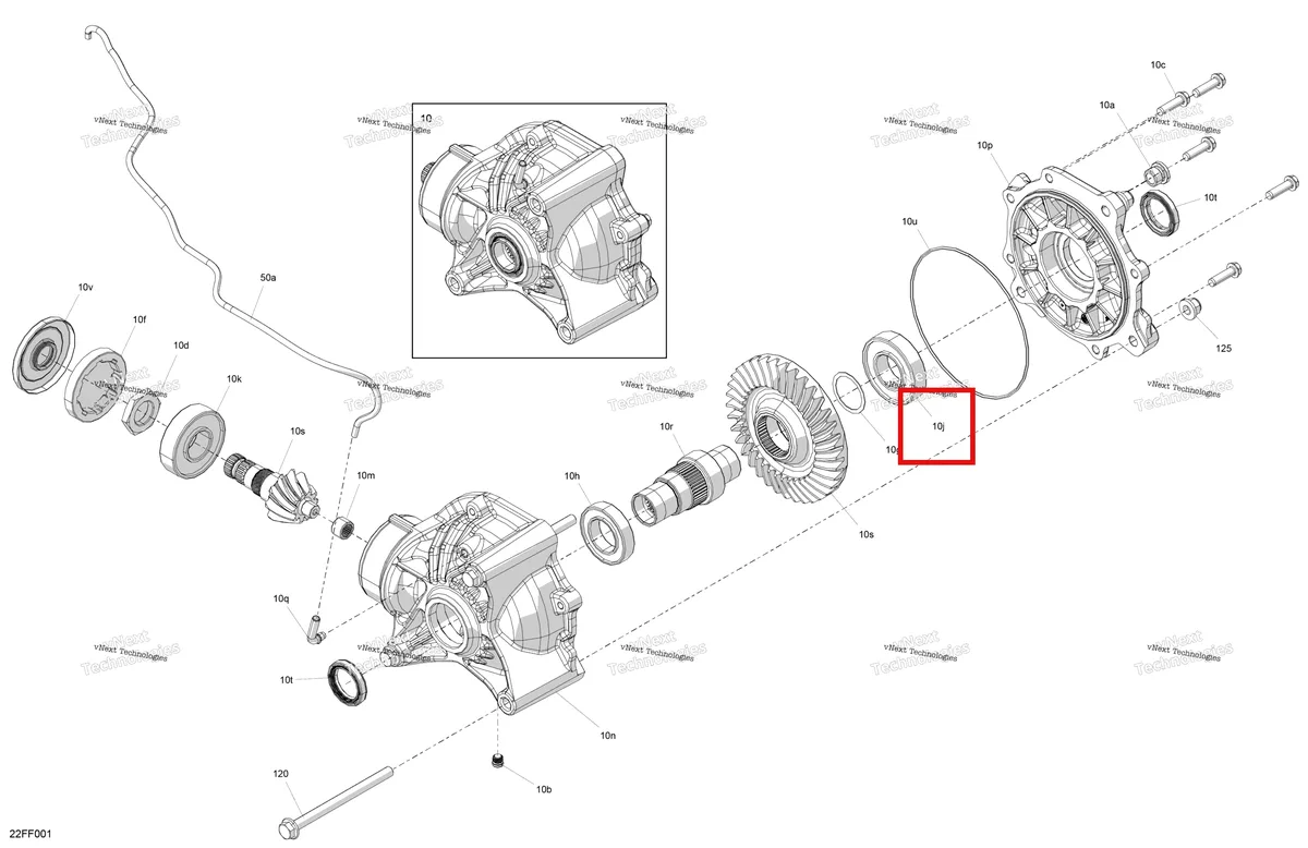 Деталь 705503365 (Шарикоподшипник Can-Am Outlander 4x4 DPS 700 (2025) (705503365)) на схеме узла 2026 Can-Am OUTLANDER - 4X4 - XT - 700 - 1GTB - CALI - Scandi Blue Drive - Final Drive Unit