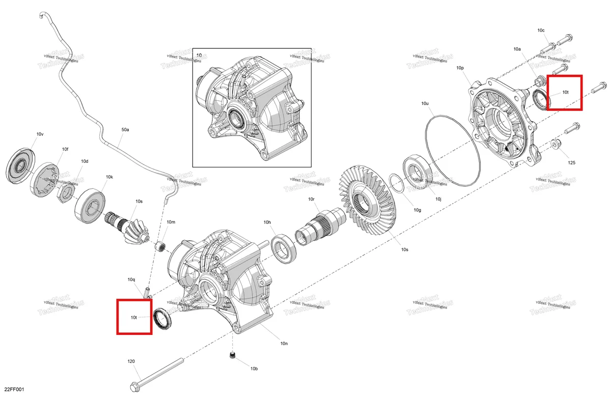 Деталь 705503366 (Главная передача прокладка Can-Am Outlander 4x4 DPS 700 (2025) (705503366)) на схеме узла 2026 Can-Am OUTLANDER - 4X4 - XT - 700 - 1GTB - CALI - Scandi Blue Drive - Final Drive Unit