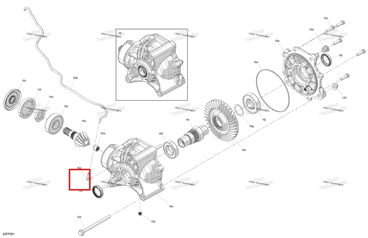 Деталь 705503578 (Гайка Slotted круглый Can-Am Outlander 4x4 DPS 700 (2025) (705503578)) на схеме узла 2026 Can-Am OUTLANDER - 2X4 - STD - 500 - 1KTB - Legion Red Drive - Final Drive Unit