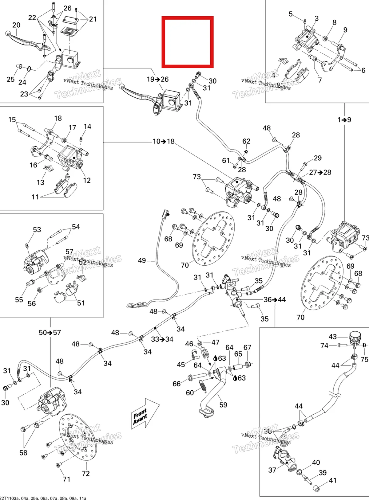 Деталь 705600084 на схеме узла 2012 Can-Am Outlander 500EFI STD & XT Hydraulic Brakes