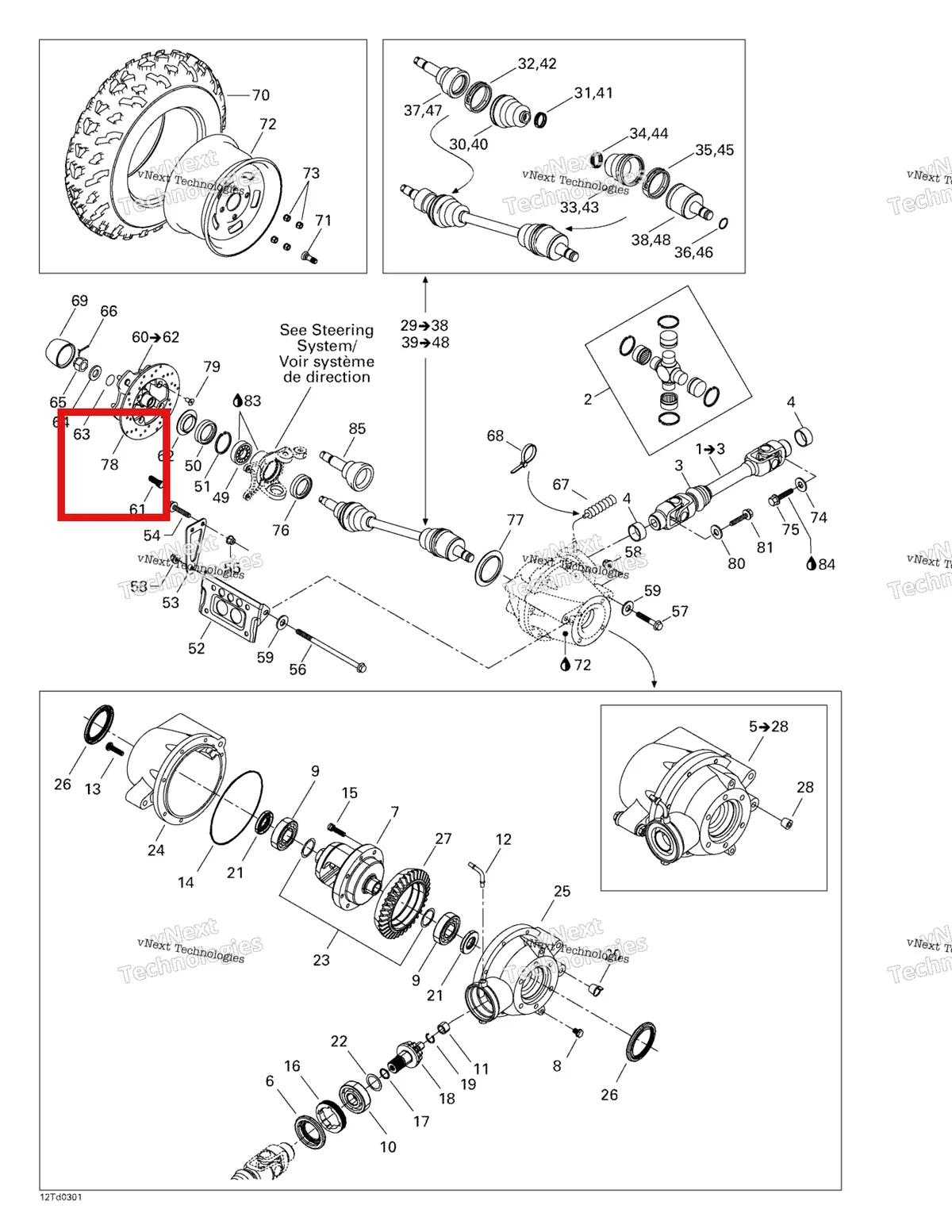 Деталь 705600168 на схеме узла 2003 Can-Am Quest 500 Drive System, Front