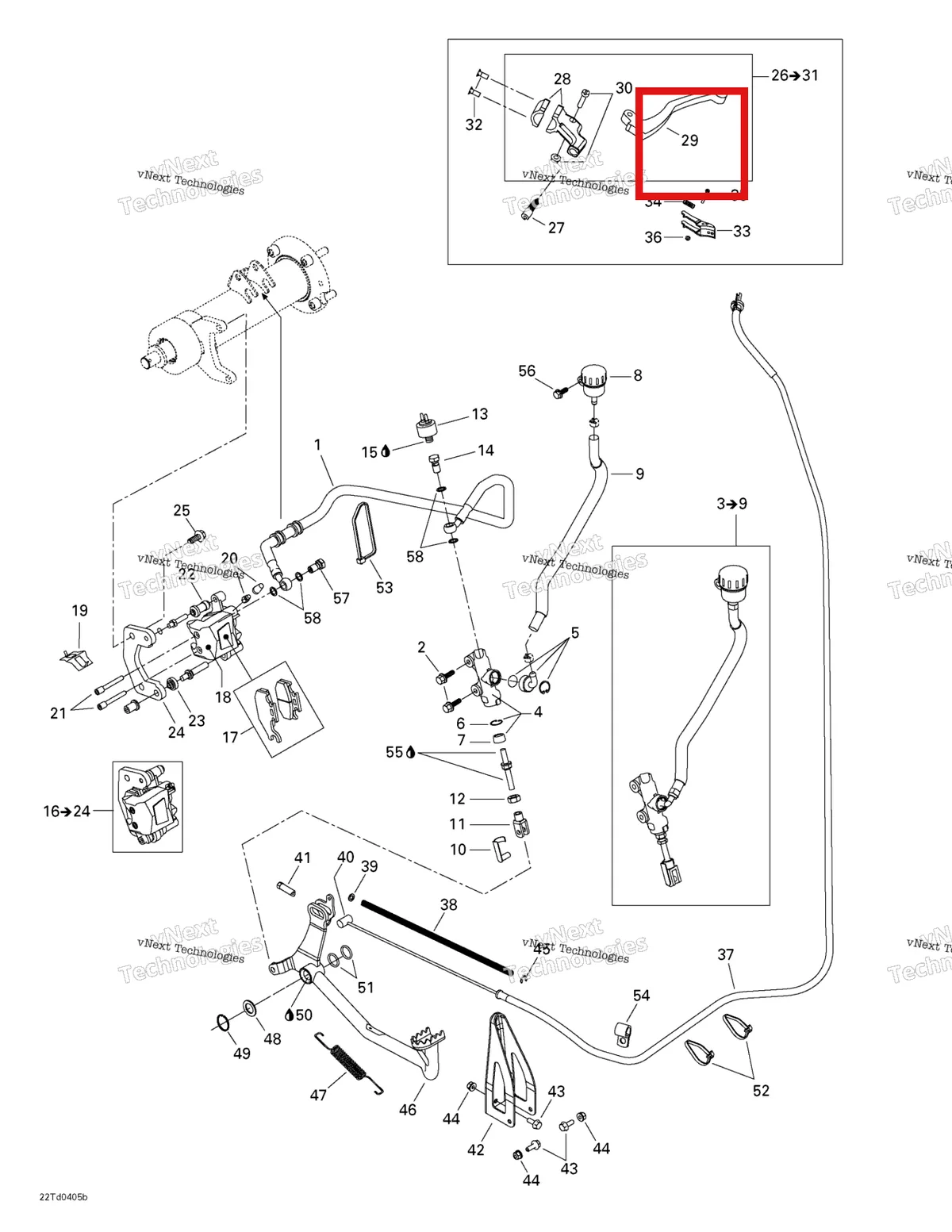 Деталь 705600186 на схеме узла 2004 Can-Am Quest STD Hydraulic Rear Brake