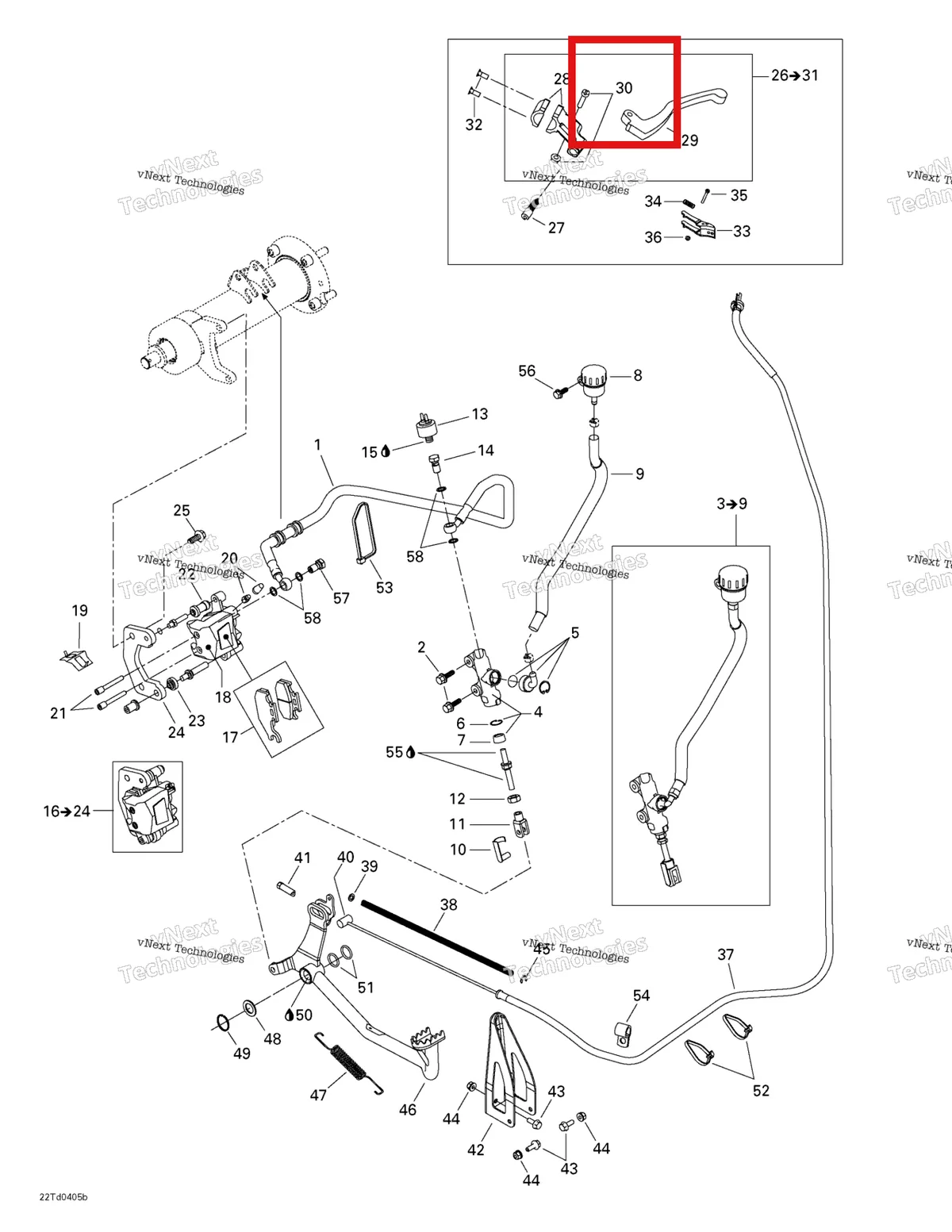 Деталь 705600187 на схеме узла 2004 Can-Am Quest STD Hydraulic Rear Brake
