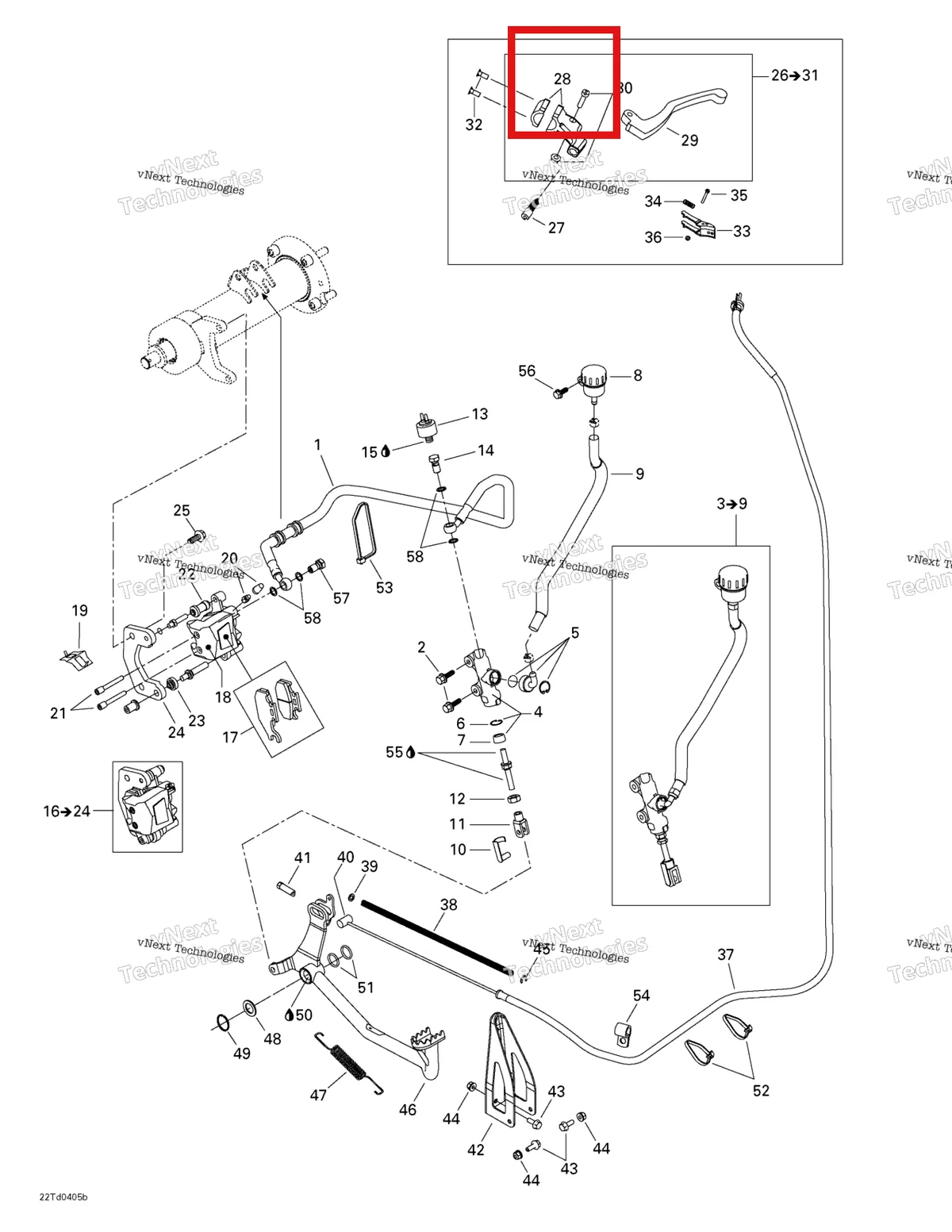 Деталь 705600270 на схеме узла 2004 Can-Am Quest STD Hydraulic Rear Brake