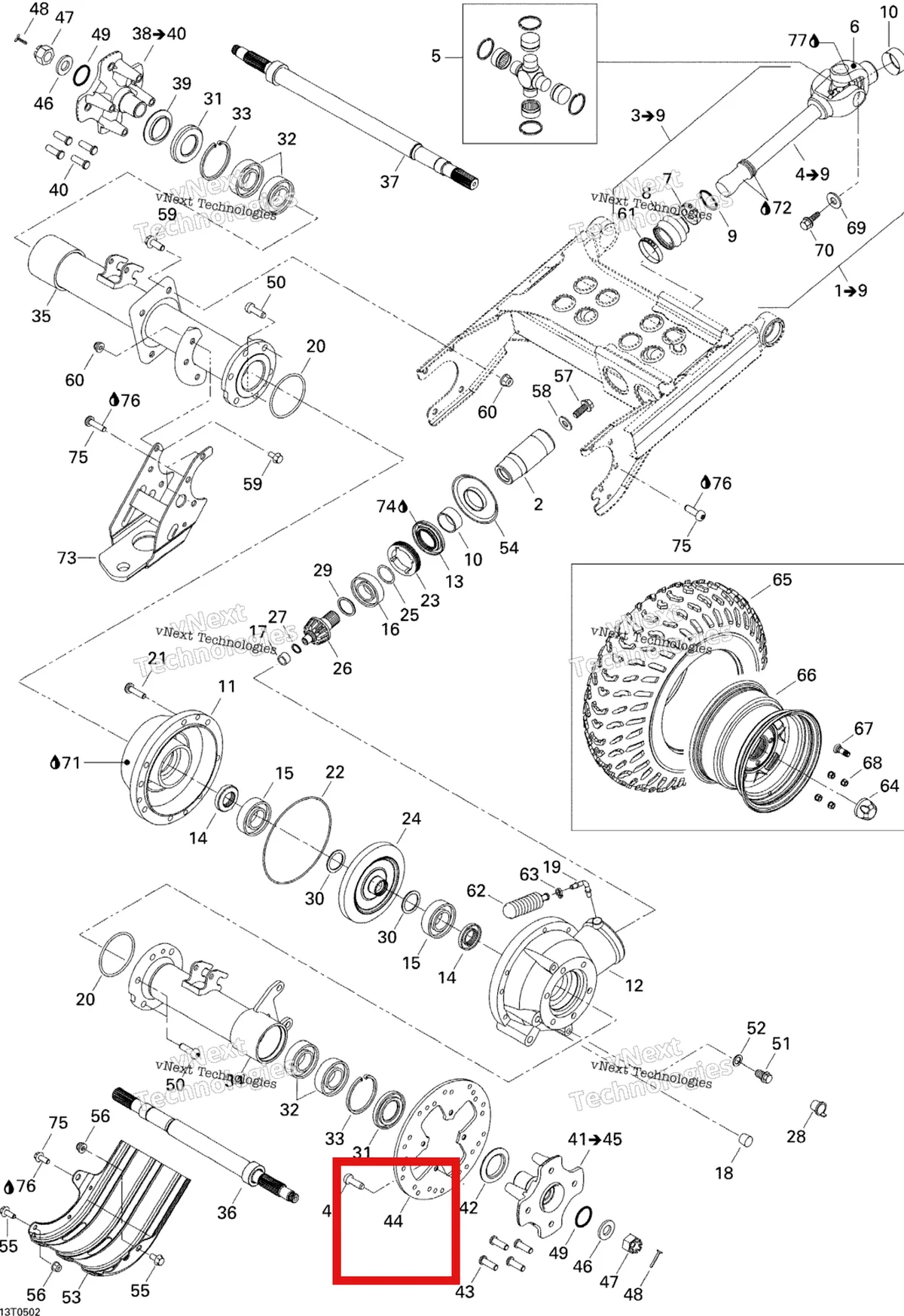 Деталь 705600343 на схеме узла 2005 Can-Am Traxter 5 Speed Drive System, Rear