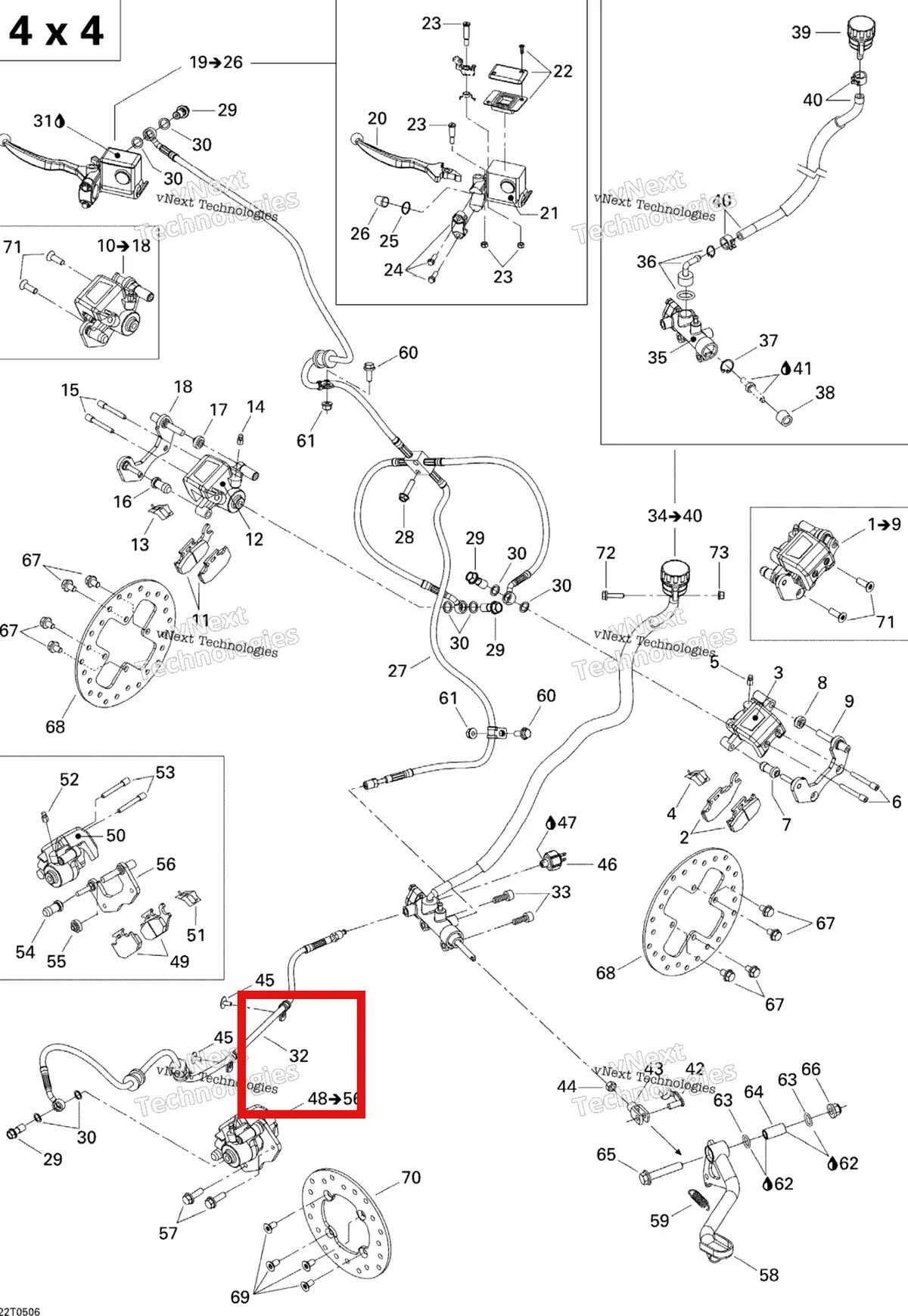 Деталь 705600375 на схеме узла 2005 Can-Am Outlander MAX 400 Brakes