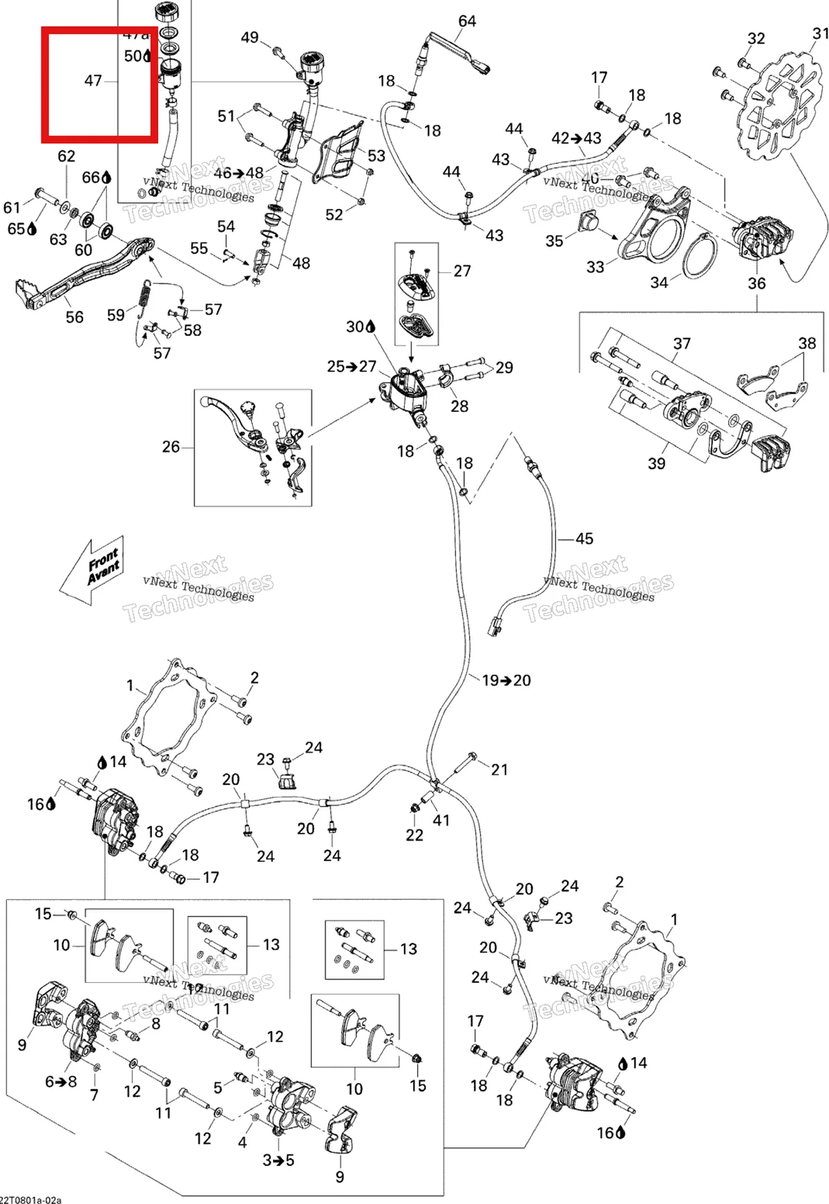 Деталь 705600497 на схеме узла 2008 Can-Am DS 450 X Hydraulic Brakes