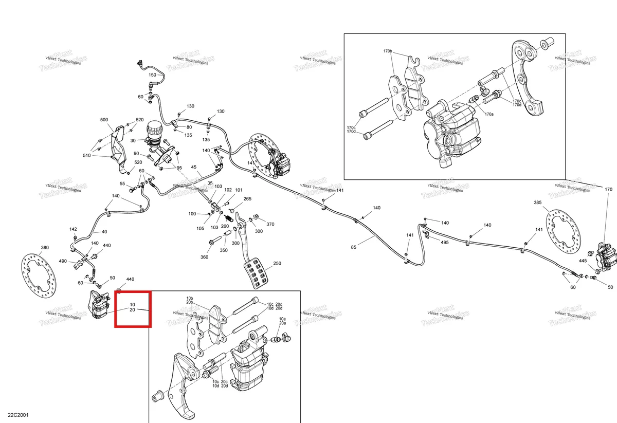 Деталь 705600679 на схеме узла 2020 Can-Am Commander 800R EFI Brakes