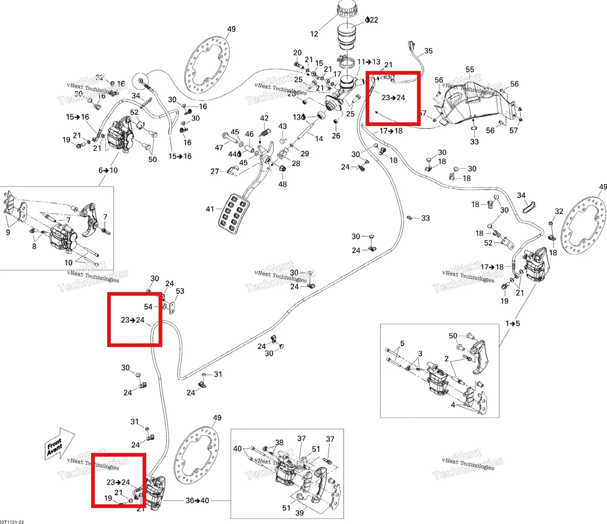 Деталь 705600683 на схеме узла 2011 Can-Am Commander 1000 Brakes
