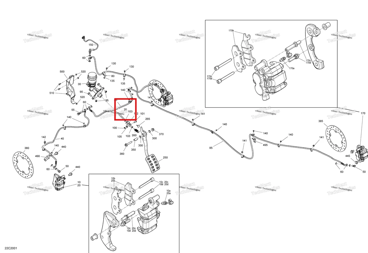 Деталь 705600833 на схеме узла 2020 Can-Am Commander 800R EFI Brakes