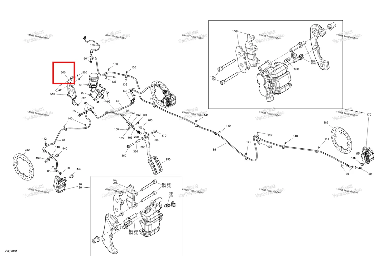 Деталь 705600917 на схеме узла 2020 Can-Am Commander 800R EFI Brakes