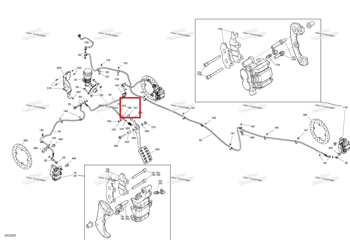Деталь 705601142 на схеме узла 2020 Can-Am Commander 800R EFI Brakes