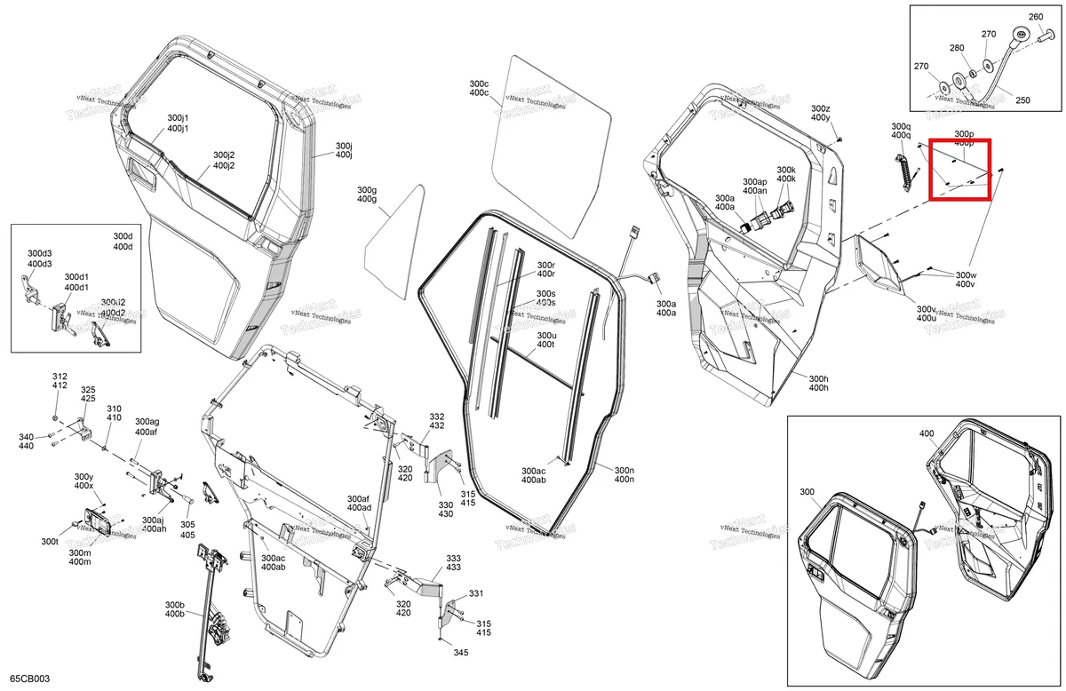 Деталь 705800016 на схеме узла Enclosure Cab - Doors
