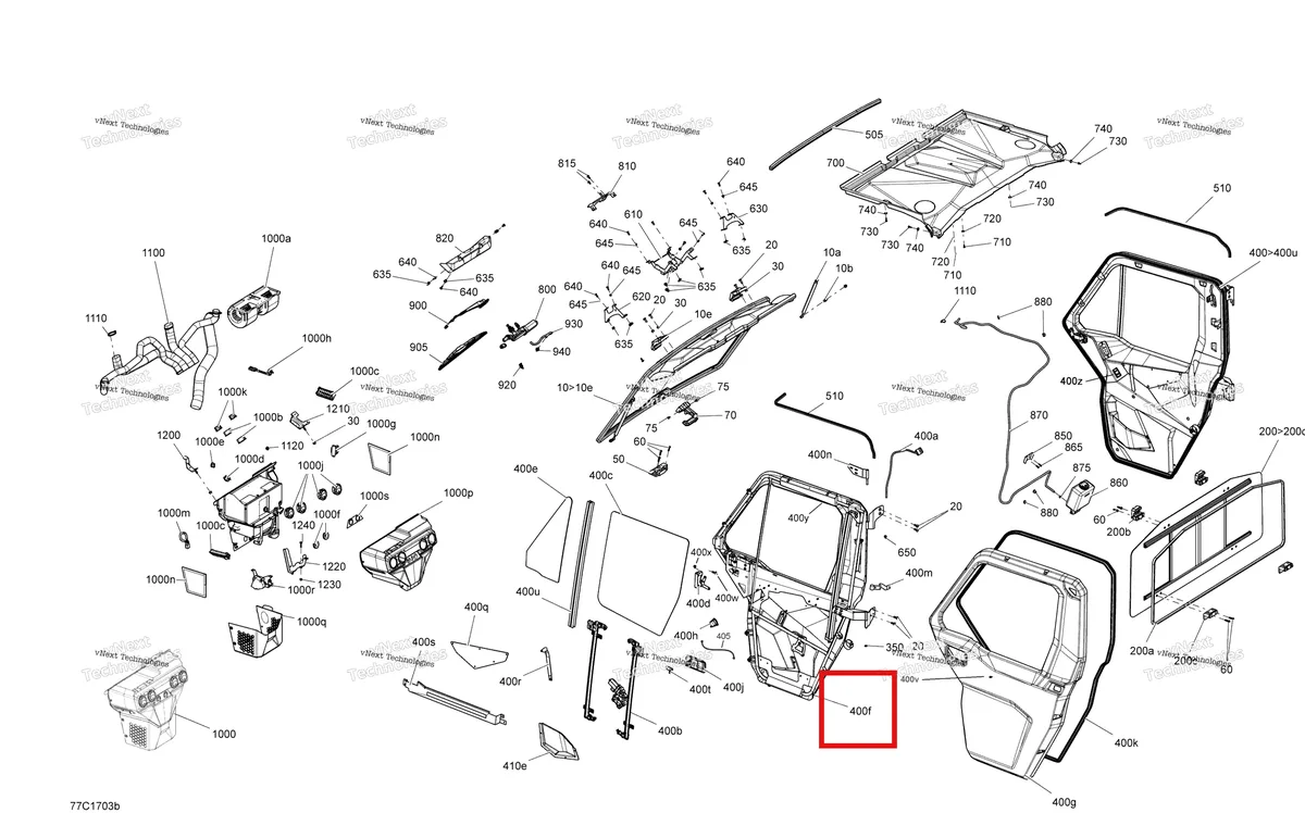 Деталь 705800017 на схеме узла 2017 Can-Am Defender HD8, HD10 Cabin Enclosure - Heating System