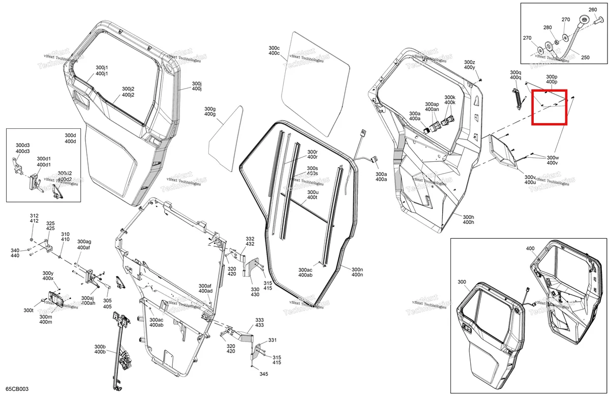 Деталь 705800025 на схеме узла Enclosure Cab - Doors
