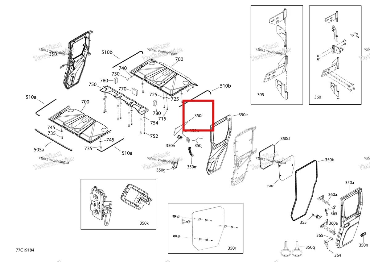Деталь 705800238 на схеме узла 2019 Can-Am Defender MAX HD10 Enclosure Cab - Hd10 - Xt Cab - North America - Rear Doors & Roof Section