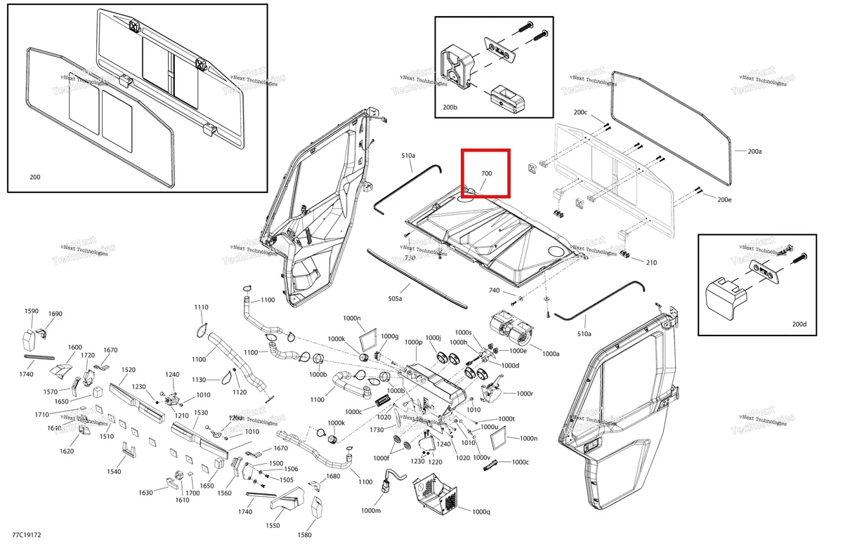 Деталь 705800253 на схеме узла 2019 Can-Am Defender HD8 Enclosure Cab - Xt Cab - North America - Dash & Roof Section