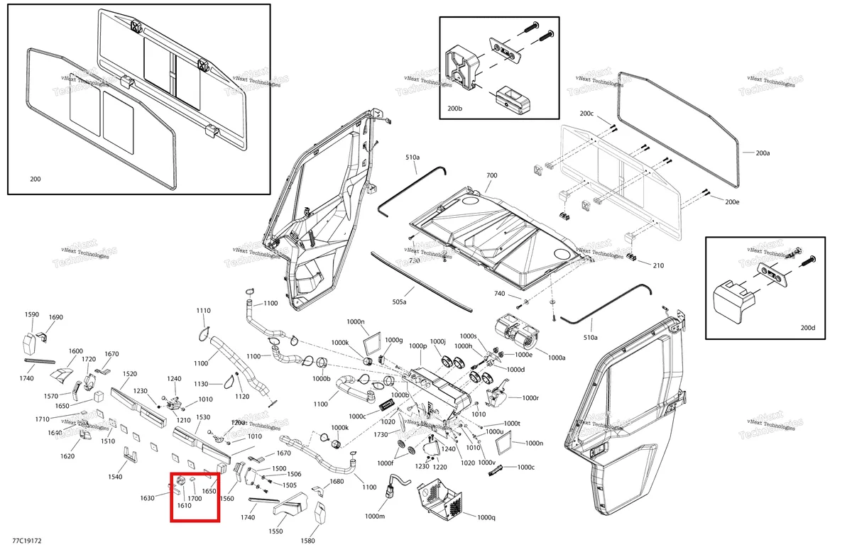 Деталь 705800280 на схеме узла 2019 Can-Am Defender HD8 Enclosure Cab - Xt Cab - North America - Dash & Roof Section