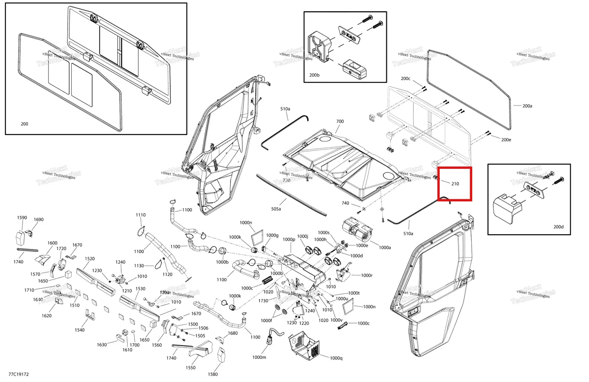 Деталь 705800317 на схеме узла 2019 Can-Am Defender HD8 Enclosure Cab - Xt Cab - North America - Dash & Roof Section