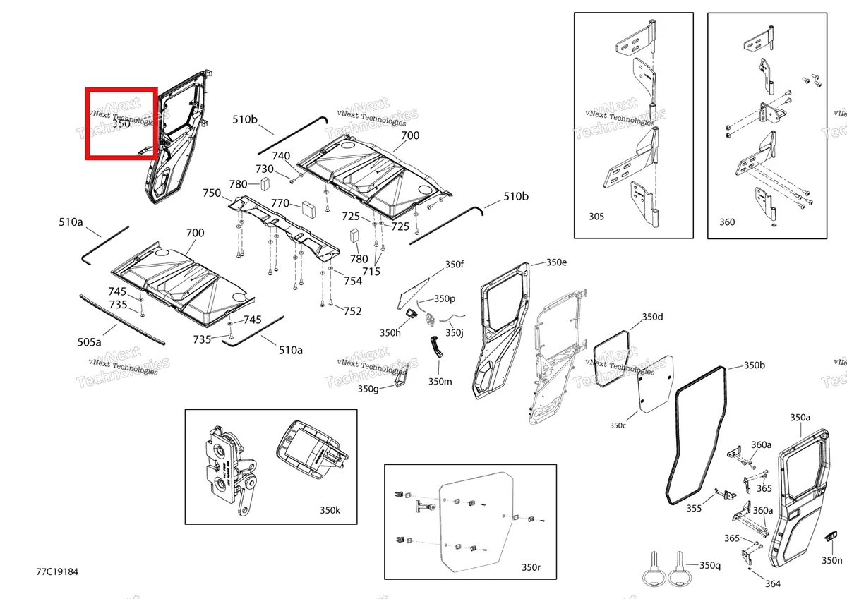Деталь 705800339 на схеме узла 2019 Can-Am Defender MAX HD10 Enclosure Cab - Hd10 - Xt Cab - North America - Rear Doors & Roof Section