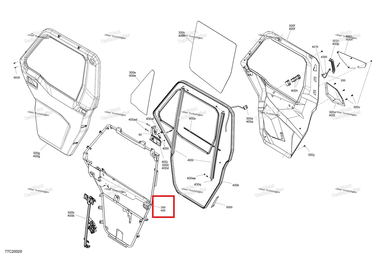 Деталь 705800474 на схеме узла 2020 Can-Am Defender HD10 - CAB Cab - Front Door