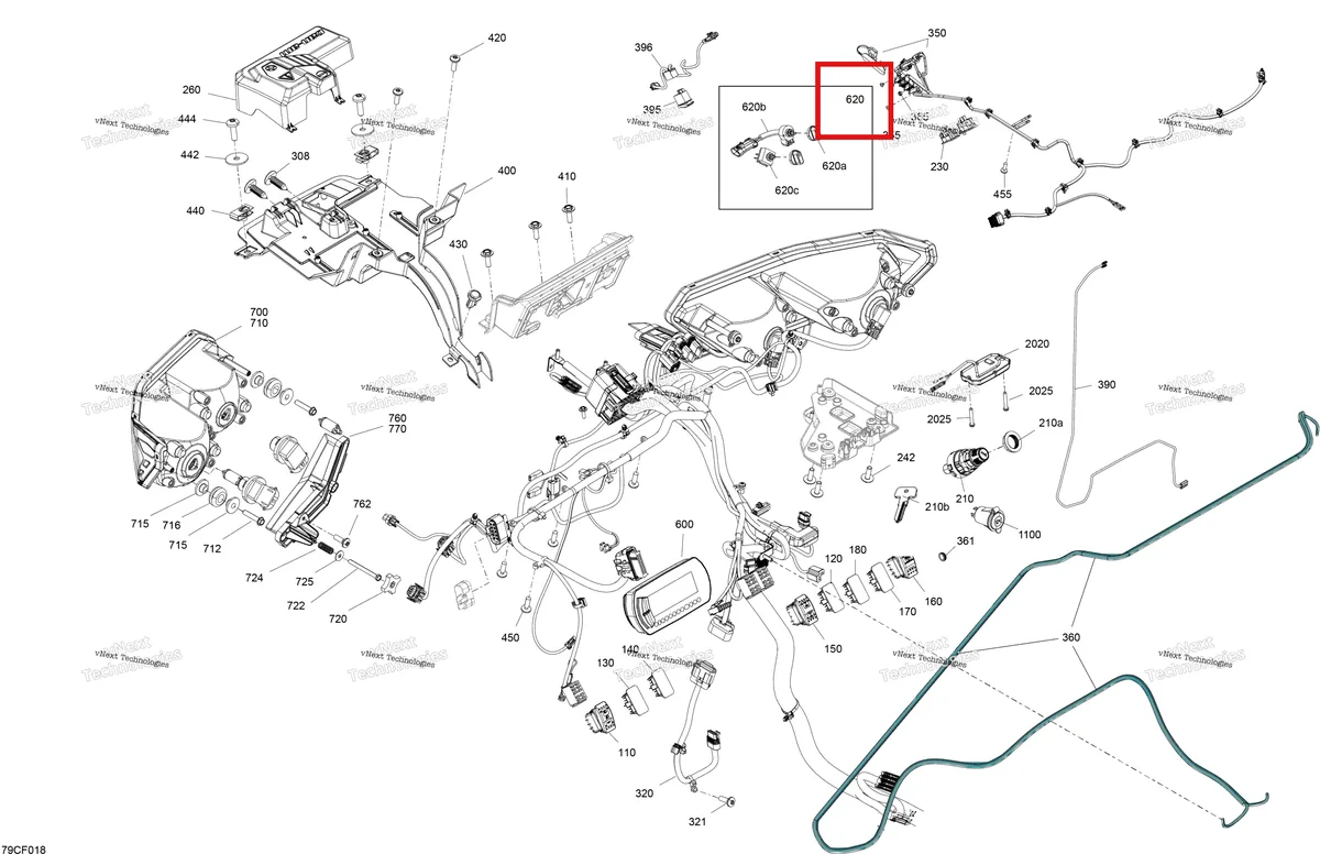 Деталь 705800585 на схеме узла 2026 Can-Am Defender - HD9 - DPS CAB - 8UTD - Compass Green - 62