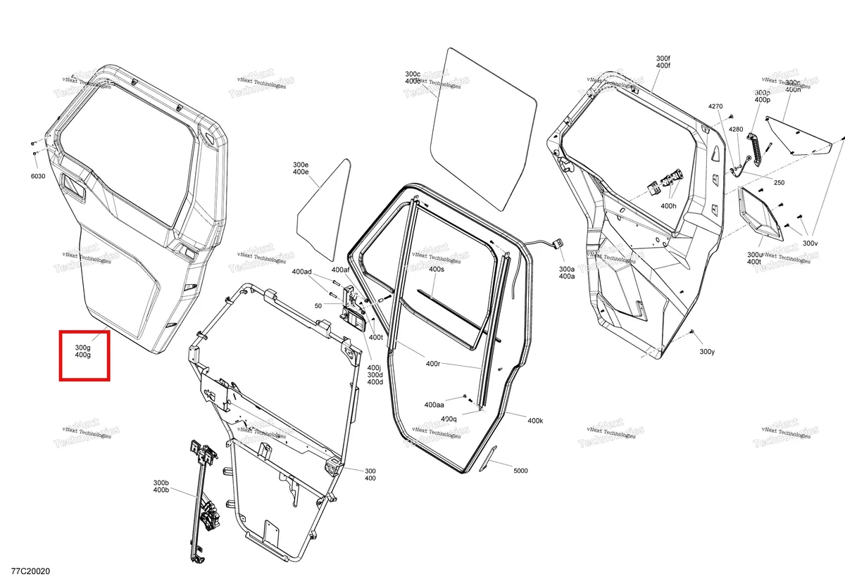 Деталь 705800592 на схеме узла 2020 Can-Am Defender HD10 - CAB Cab - Front Door