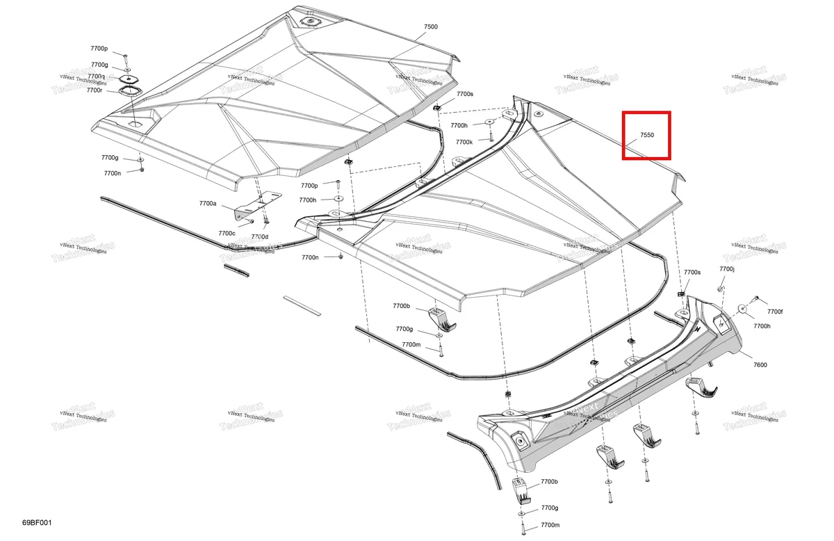 Деталь 705800680 (Глубокий чёрный задний Rigid Roof Can-Am Commander MAX 1000R EFI XT (2024) (705800680)) на схеме узла 2026 Can-Am Commander MAX - 1000R EFI - XTP - 6CTC - Mineral Gray Satin - 64