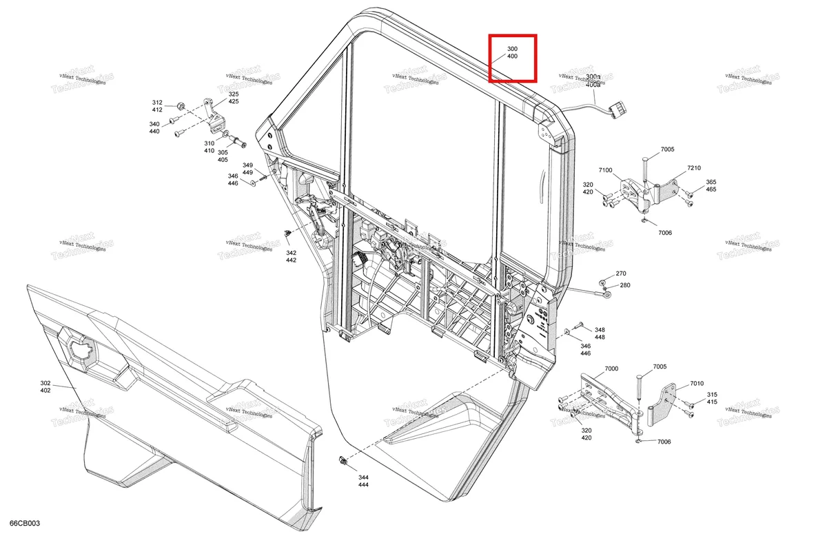 Деталь 705800709 на схеме узла Enclosure Cab - Front Doors