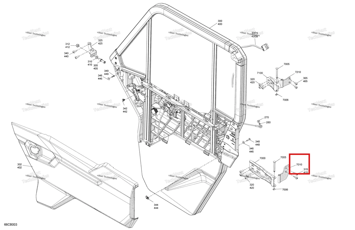 Деталь 705800753 на схеме узла Enclosure Cab - Front Doors