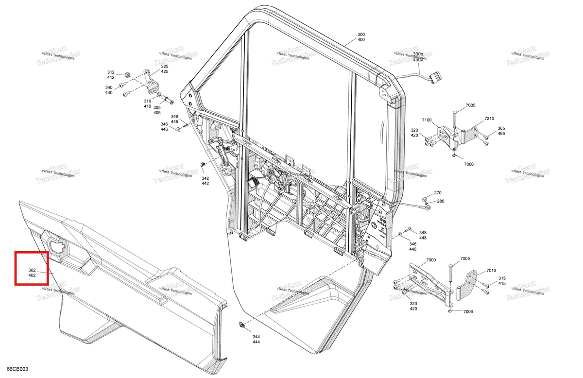 Деталь 705800816 на схеме узла Enclosure Cab - Front Doors