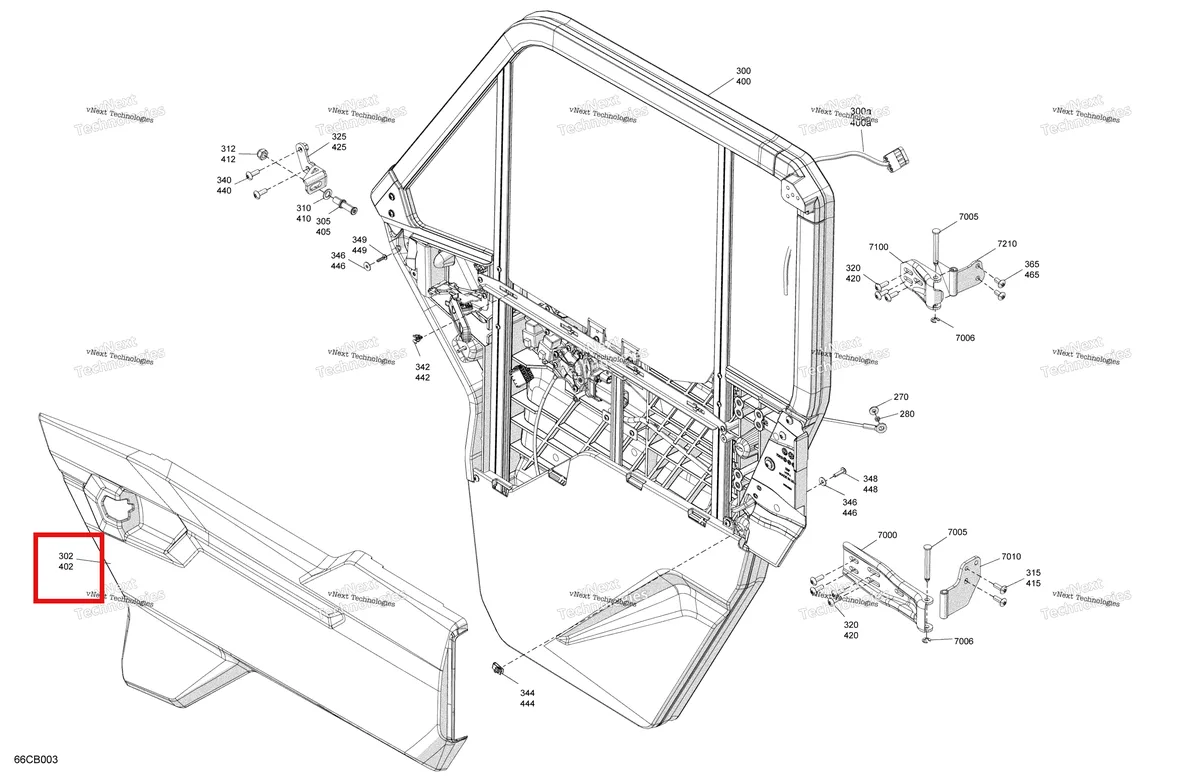 Деталь 705800817 на схеме узла Enclosure Cab - Front Doors
