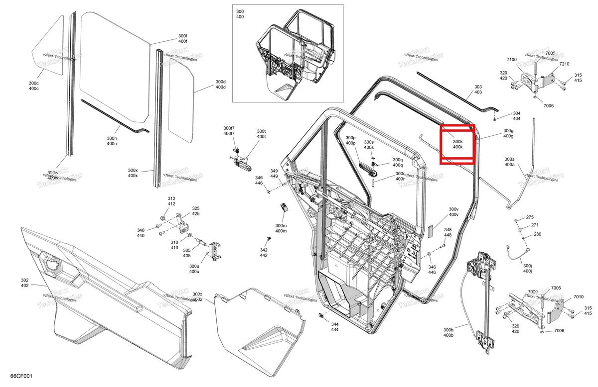 Деталь 705801312 на схеме узла 2026 Can-Am Defender MAX - HD10 - DPSCAB - 8ATE - Compass Green - 65