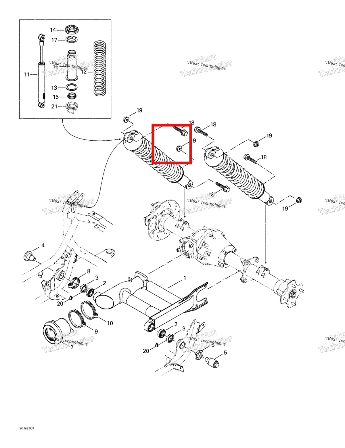 Деталь 706000003 на схеме узла 2000 Can-Am Traxter, 7400/7401 Rear Suspension