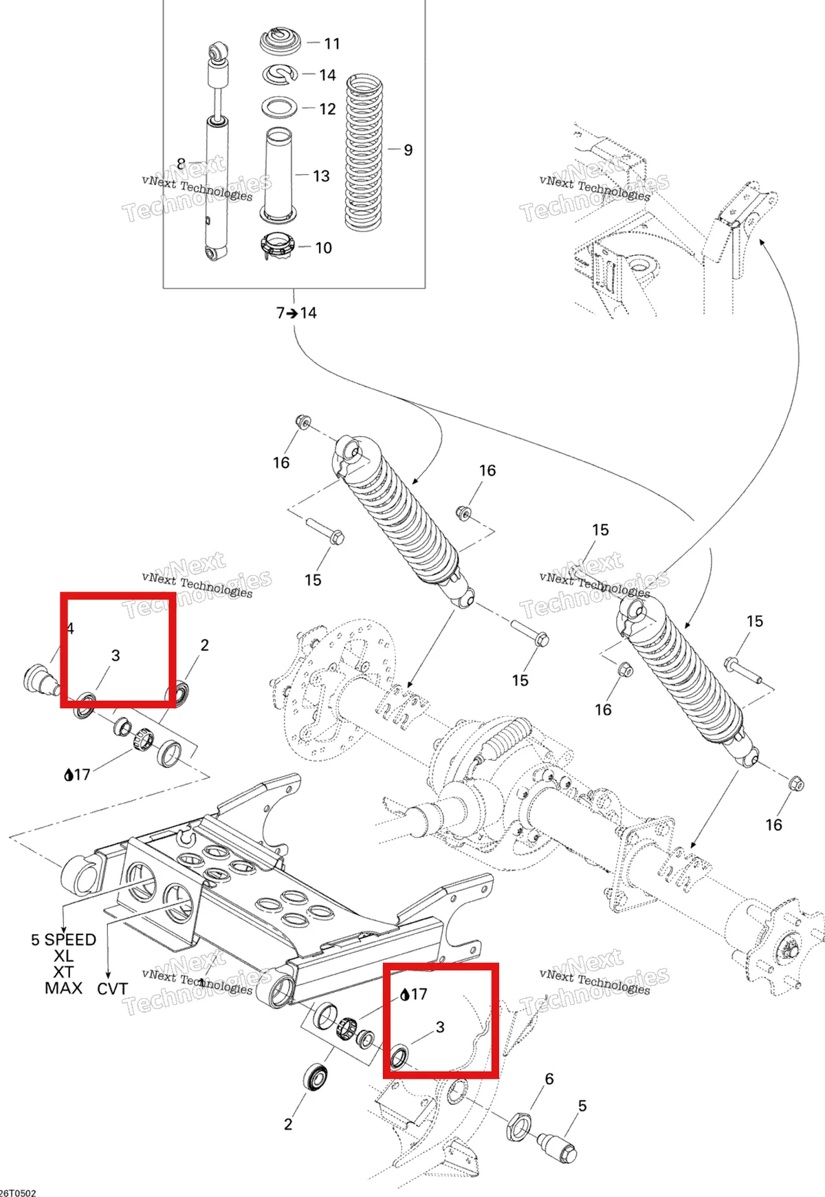 Деталь 706000010 на схеме узла 2005 Can-Am Traxter 5 Speed Rear Suspension
