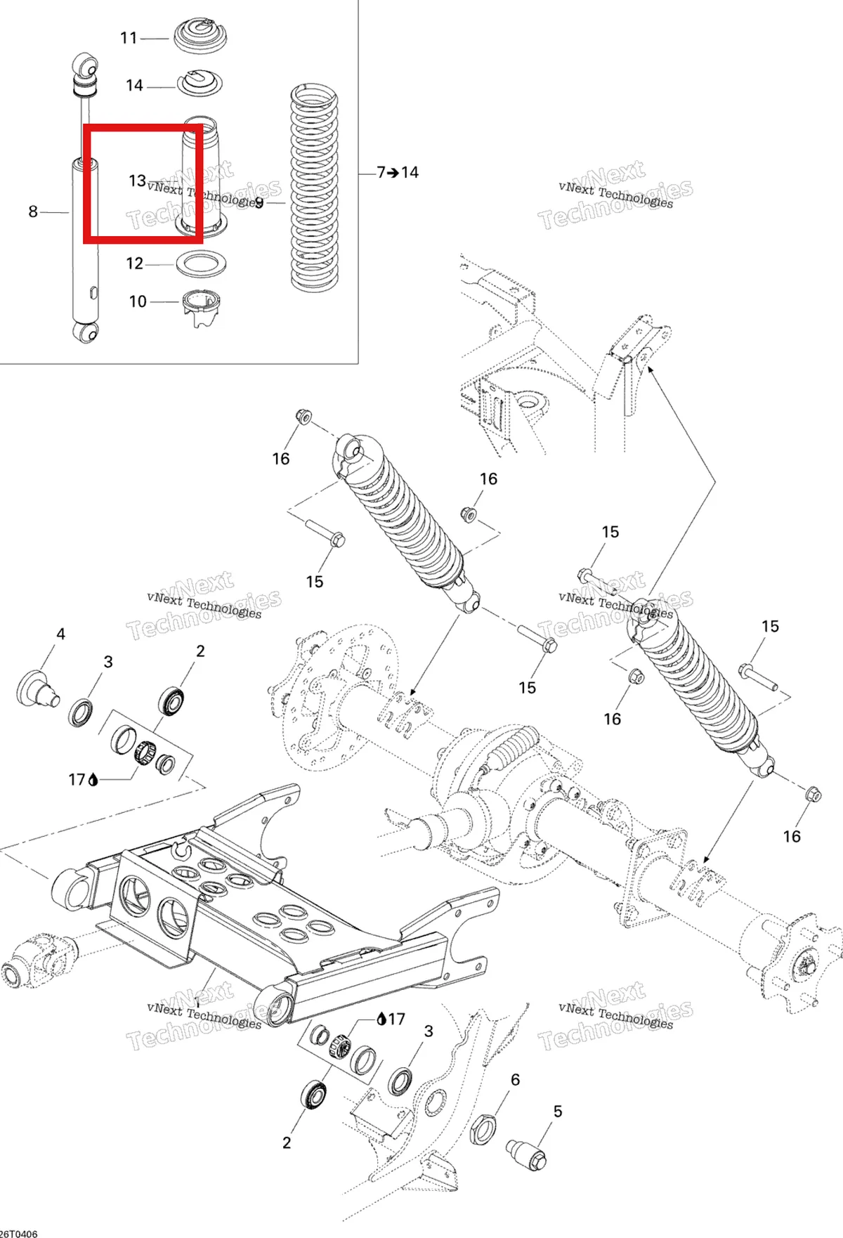 Деталь 706000032 на схеме узла 2004 Can-Am Quest MAX Rear Suspension
