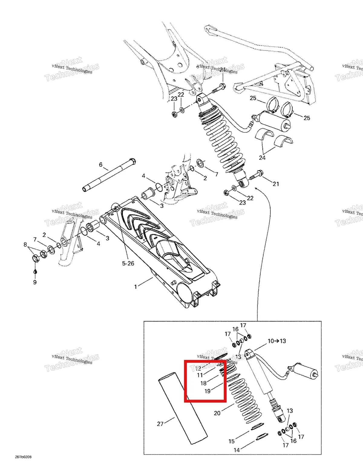 Деталь 706000059 на схеме узла 2002 Can-Am DS 650 Baja Rear Suspension