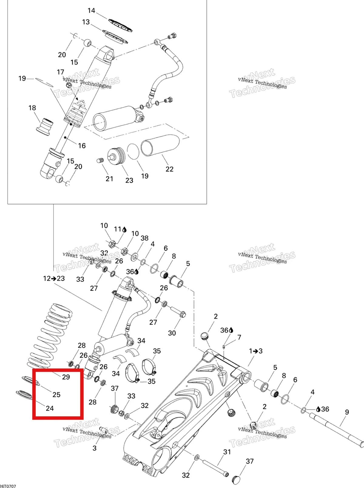 Деталь 706000060 на схеме узла 2007 Can-Am DS 650 X Rear Suspension