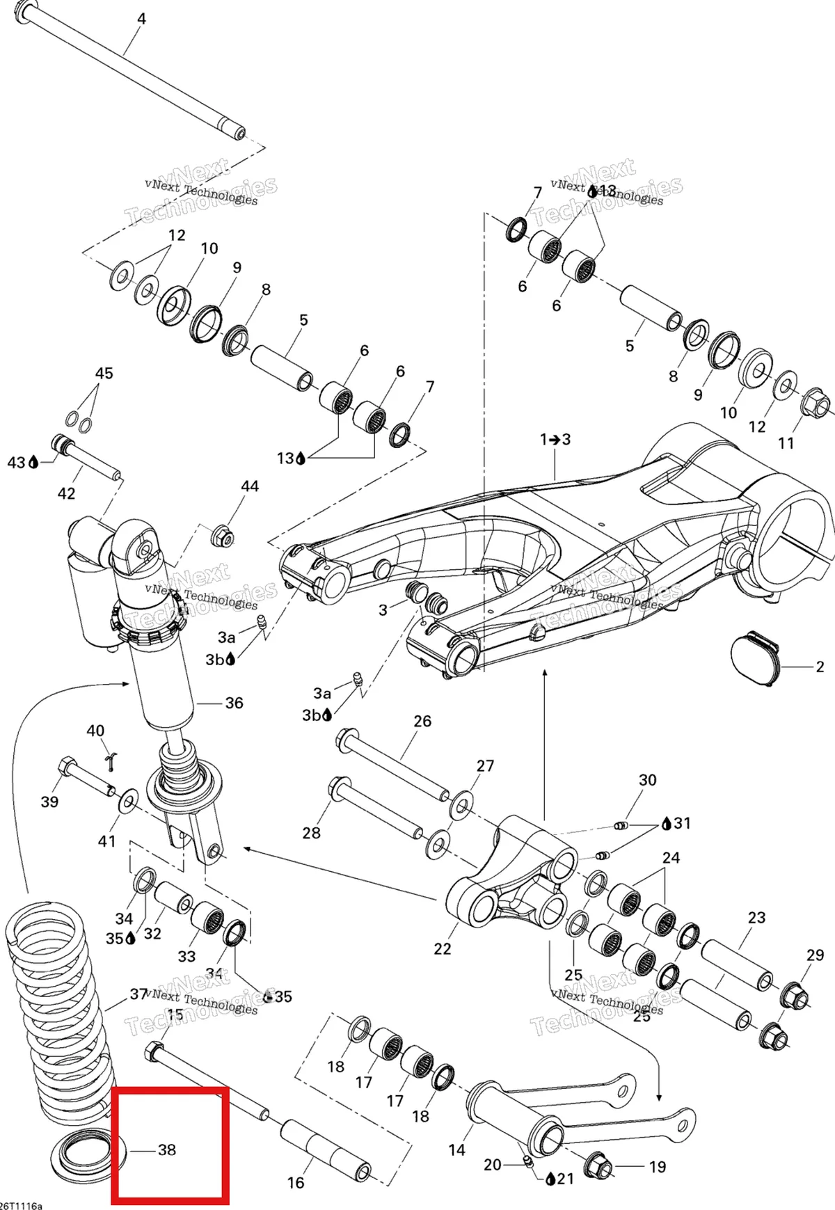 Деталь 706000061 на схеме узла 2011 Can-Am DS 450 Xxc, Xmx EFI Rear Suspension Xxc