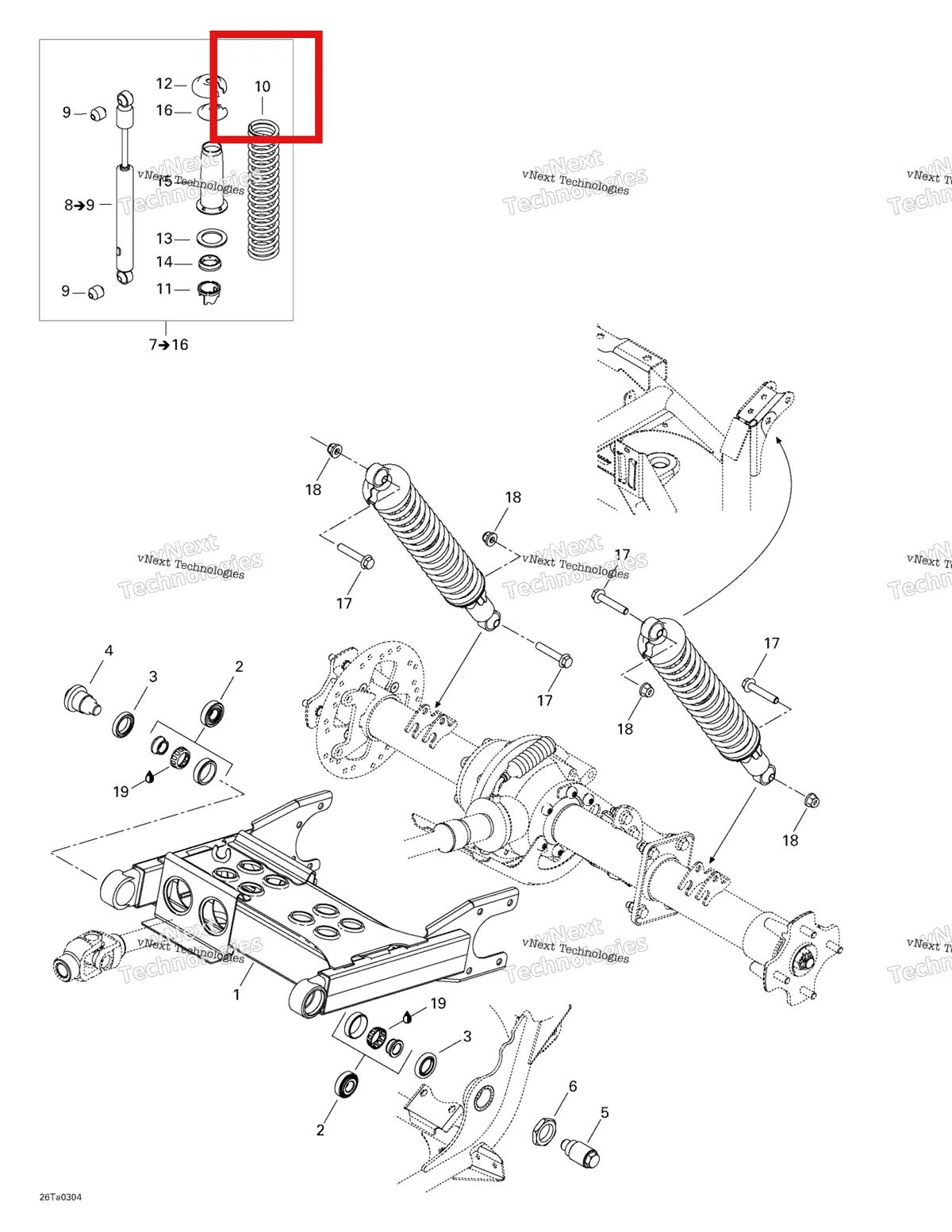Деталь 706000068 на схеме узла 2003 Can-Am Traxter Autoshift Std Rear Suspension