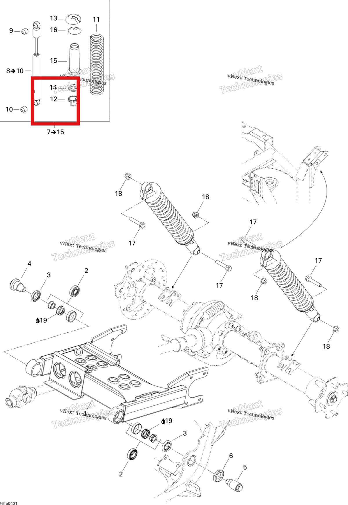 Деталь 706000073 на схеме узла 2004 Can-Am Traxter Max Std & Max XT Rear Suspension