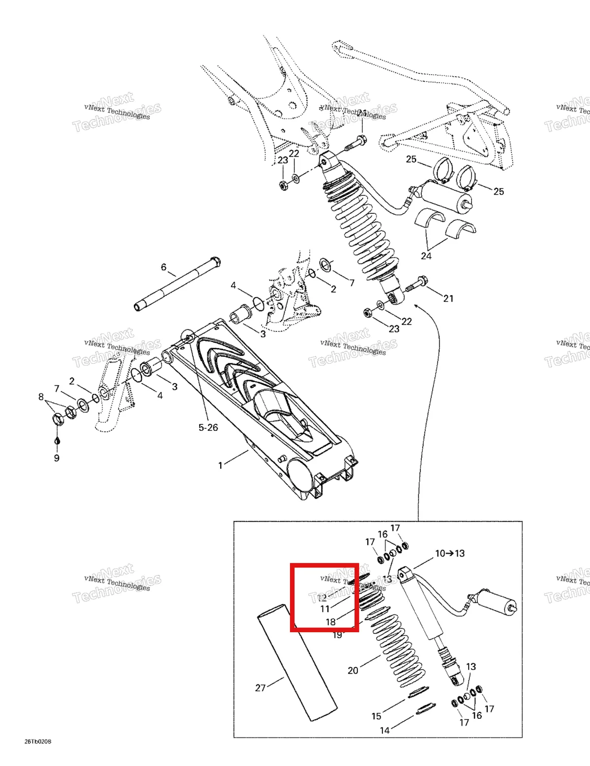 Деталь 706000082 (Гайка) на схеме узла 2002 Can-Am DS 650 Baja Rear Suspension