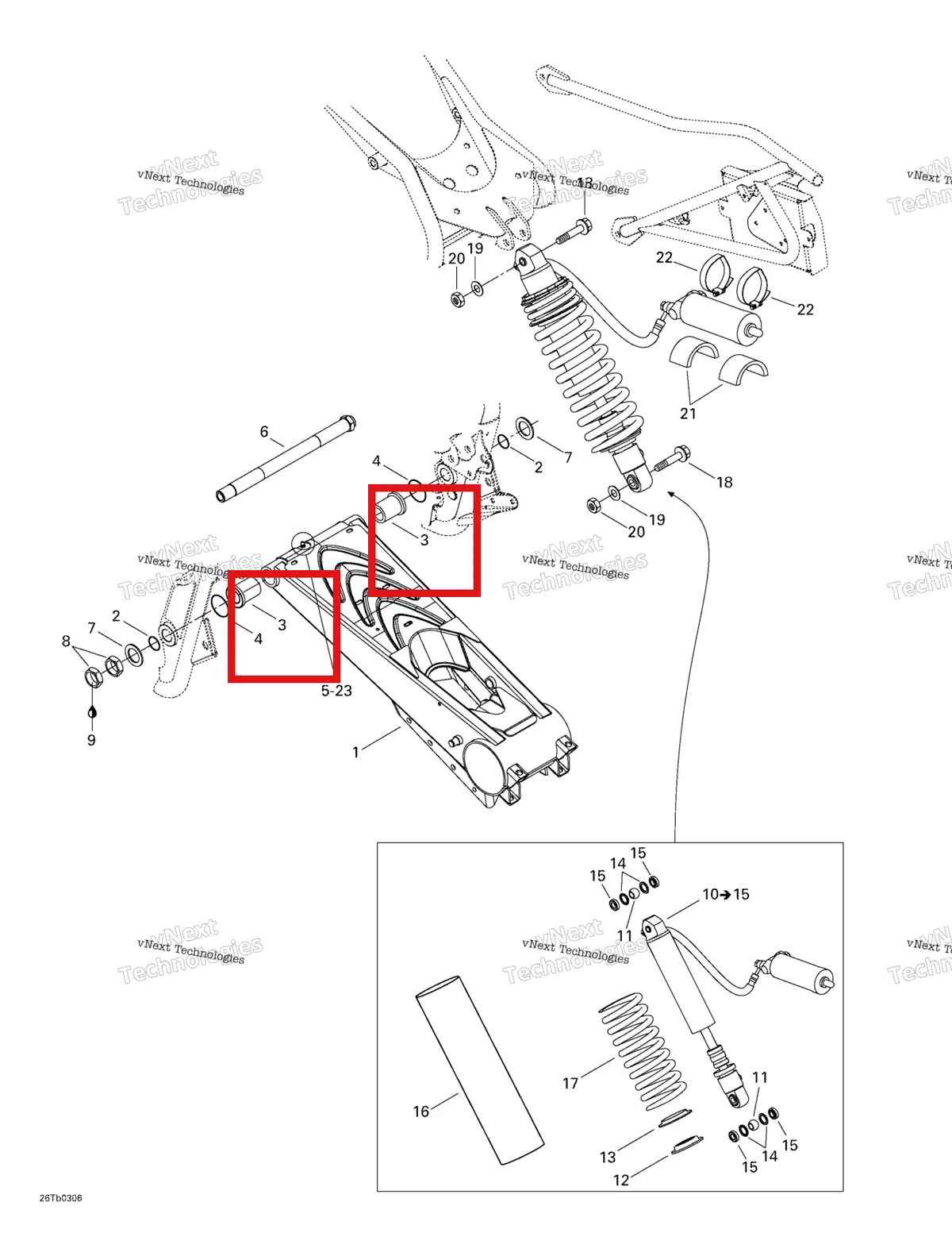 Деталь 706000089 на схеме узла 2003 Can-Am DS 650 Baja Rear Suspension