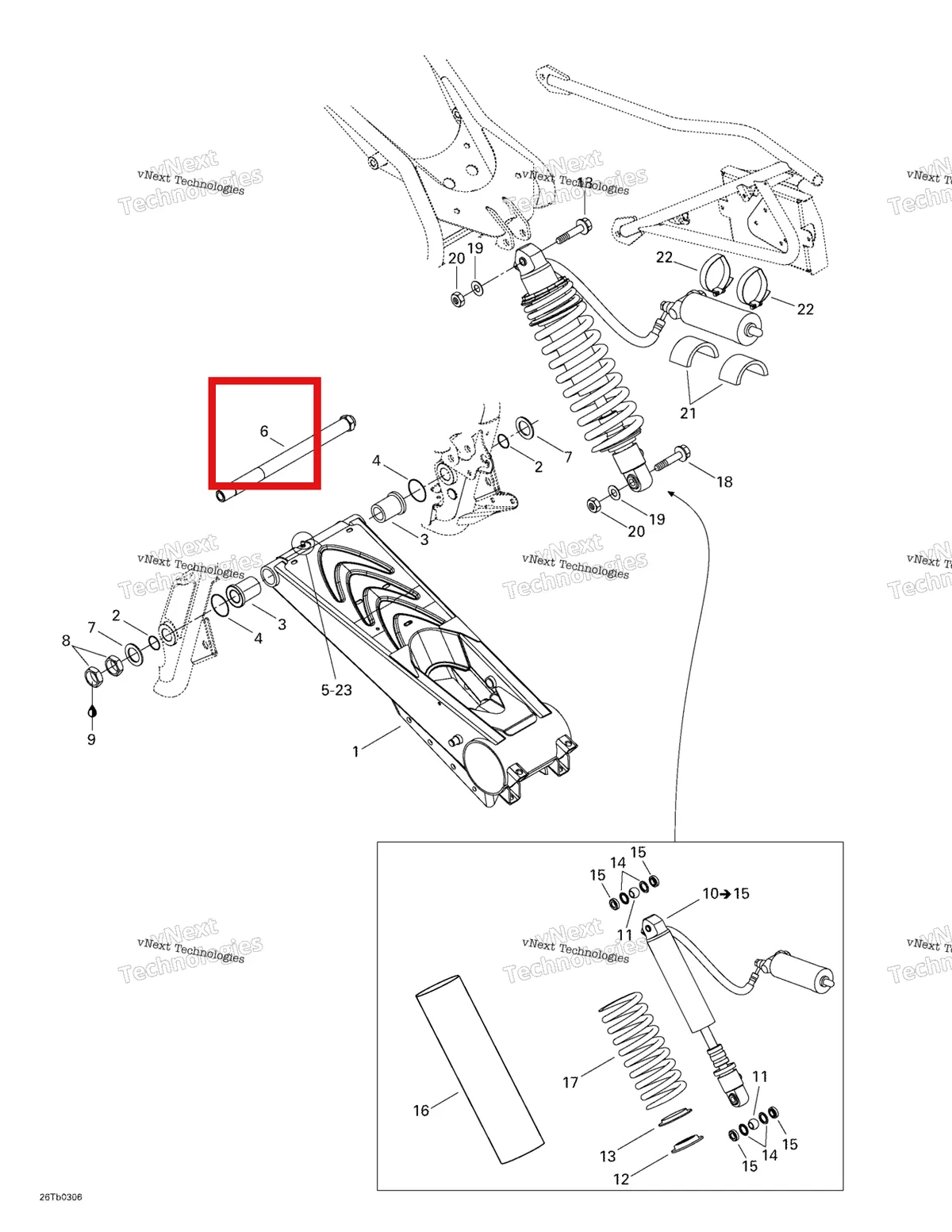 Деталь 706000102 на схеме узла 2003 Can-Am DS 650 Baja Rear Suspension