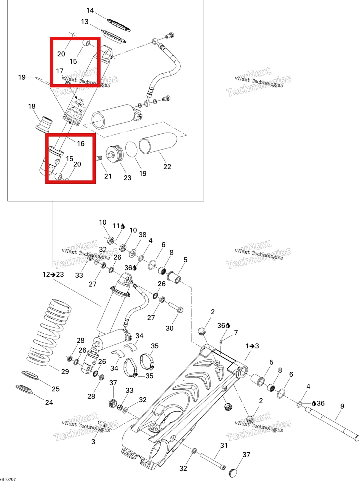 Деталь 706000105 на схеме узла 2007 Can-Am DS 650 X Rear Suspension