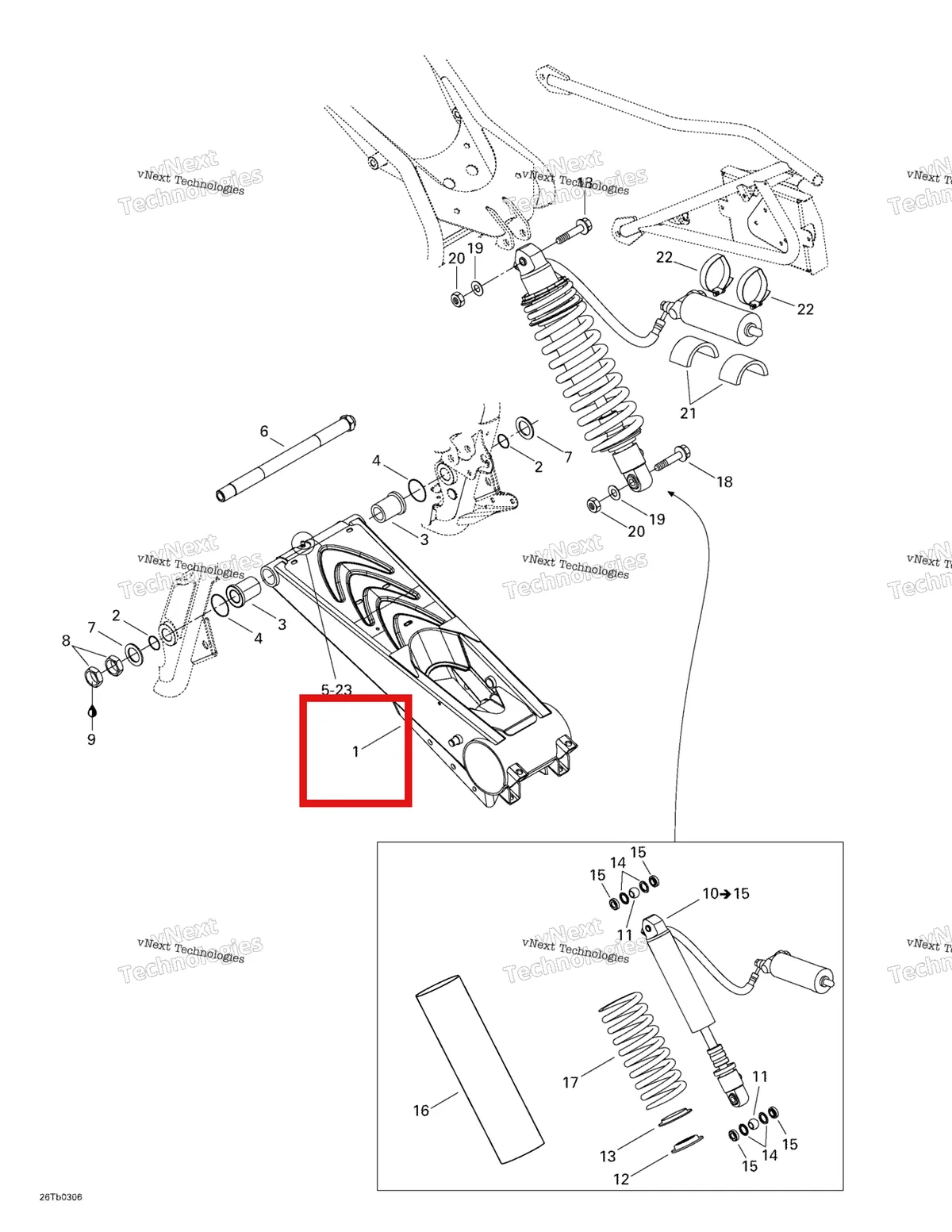 Деталь 706000134 на схеме узла 2003 Can-Am DS 650 Baja Rear Suspension